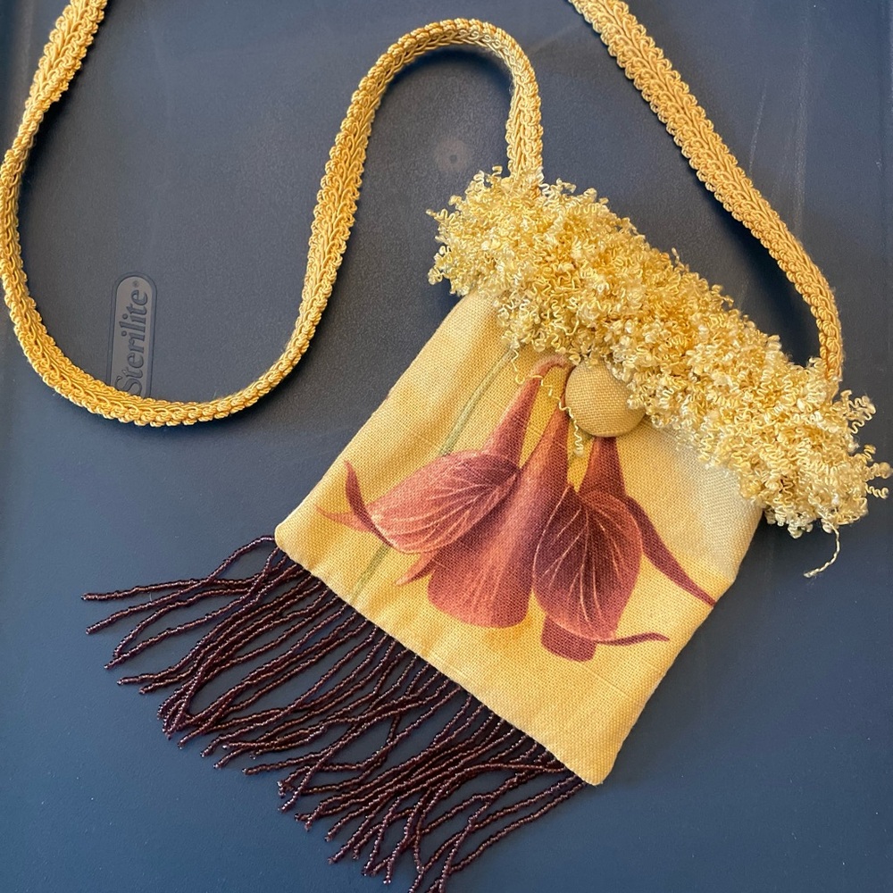 Floral Embellished Tan Bag